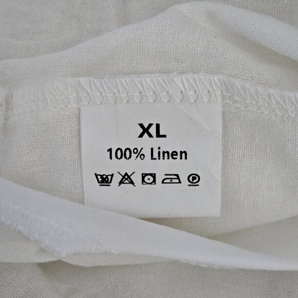 NWOT | White Linen Blend Wide Leg Drawstring Waist Flowy Beach Resort Pants | XL - Picture 4 of 5